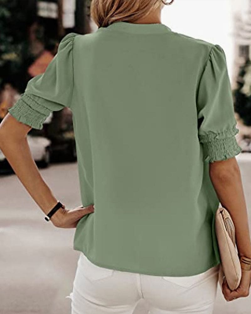 Short Sleeve V-Neck Blouse