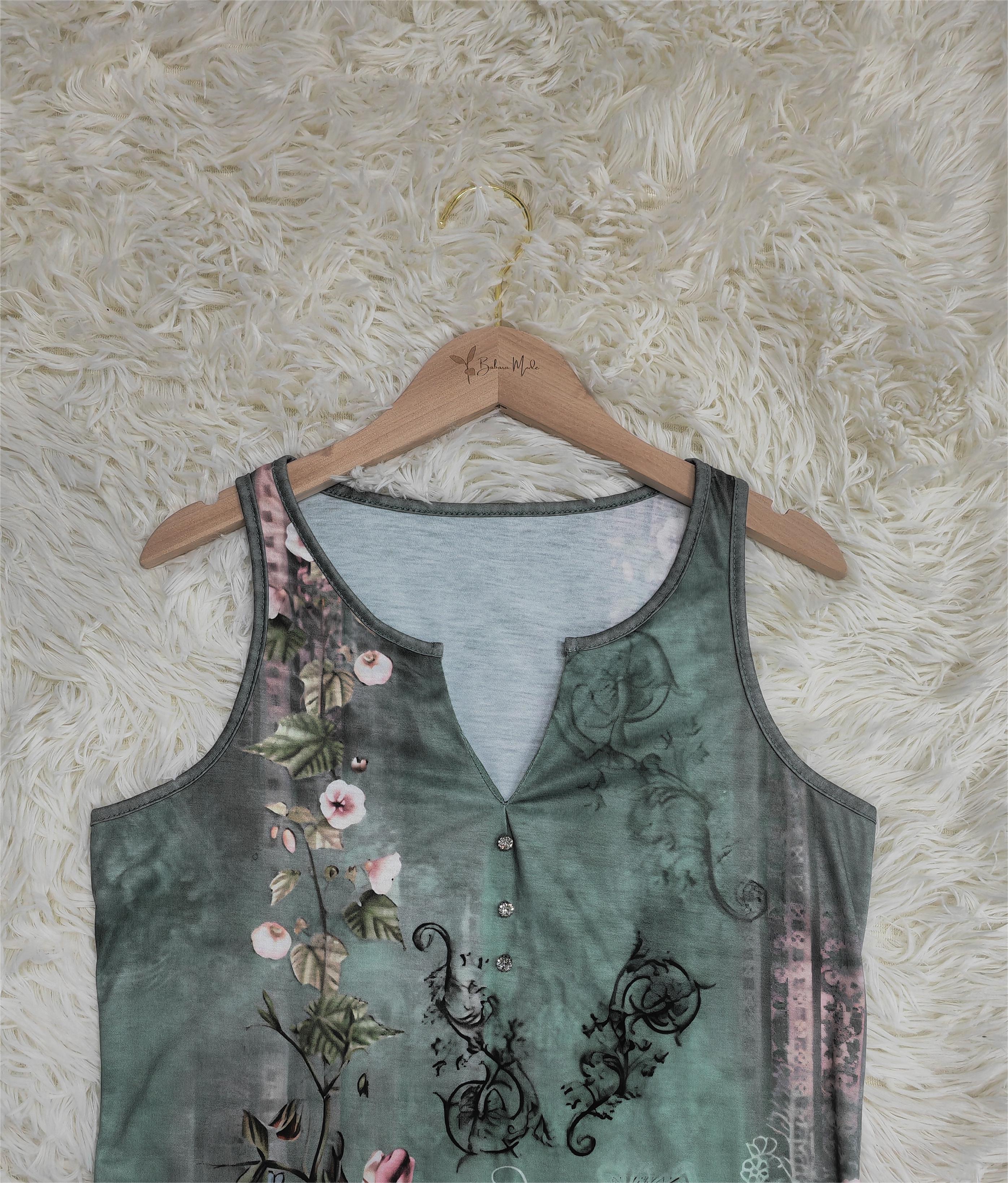 Watercolor Floral Sleeveless Blouse