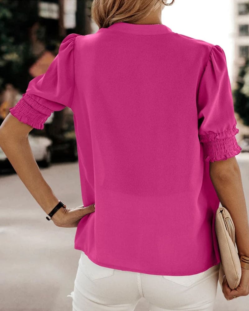 Short Sleeve V-Neck Blouse