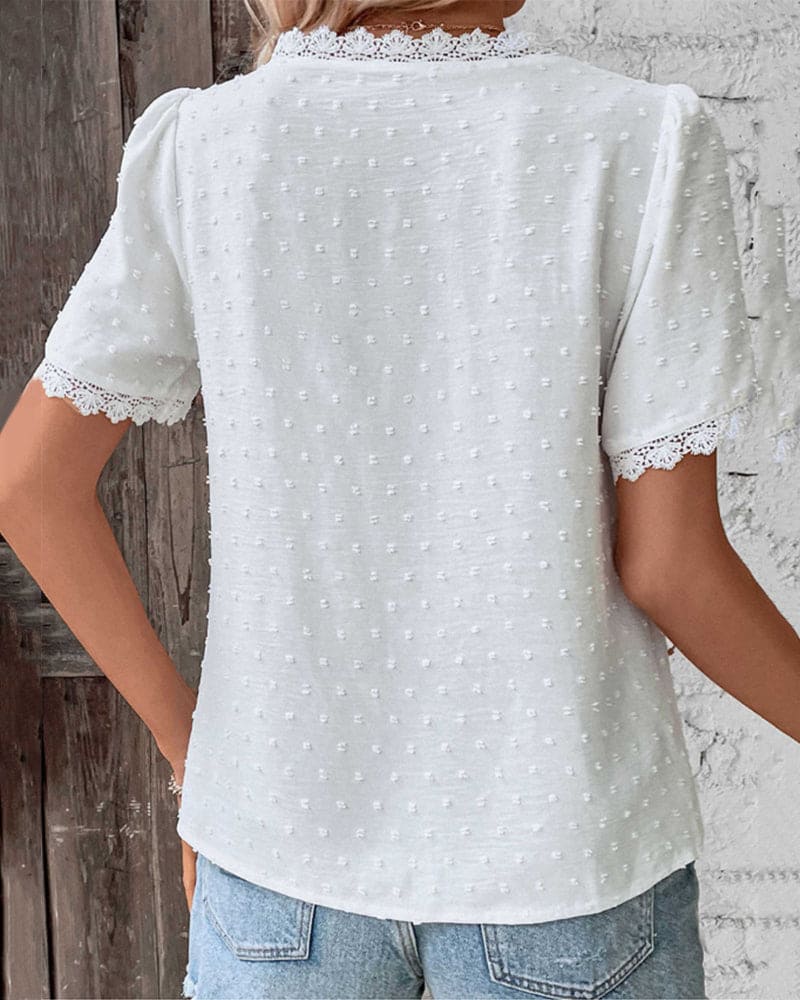 Romy V-Neck Short Sleeve Blouse