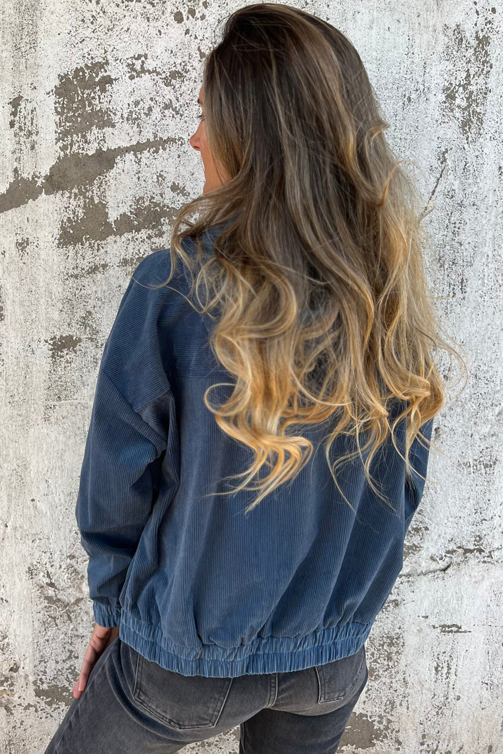 Teal Zip-Up Hooded Jacket with Adjustable Drawstring