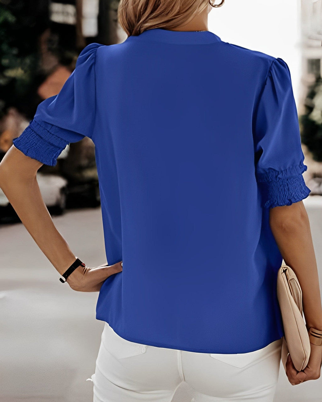 Short Sleeve V-Neck Blouse