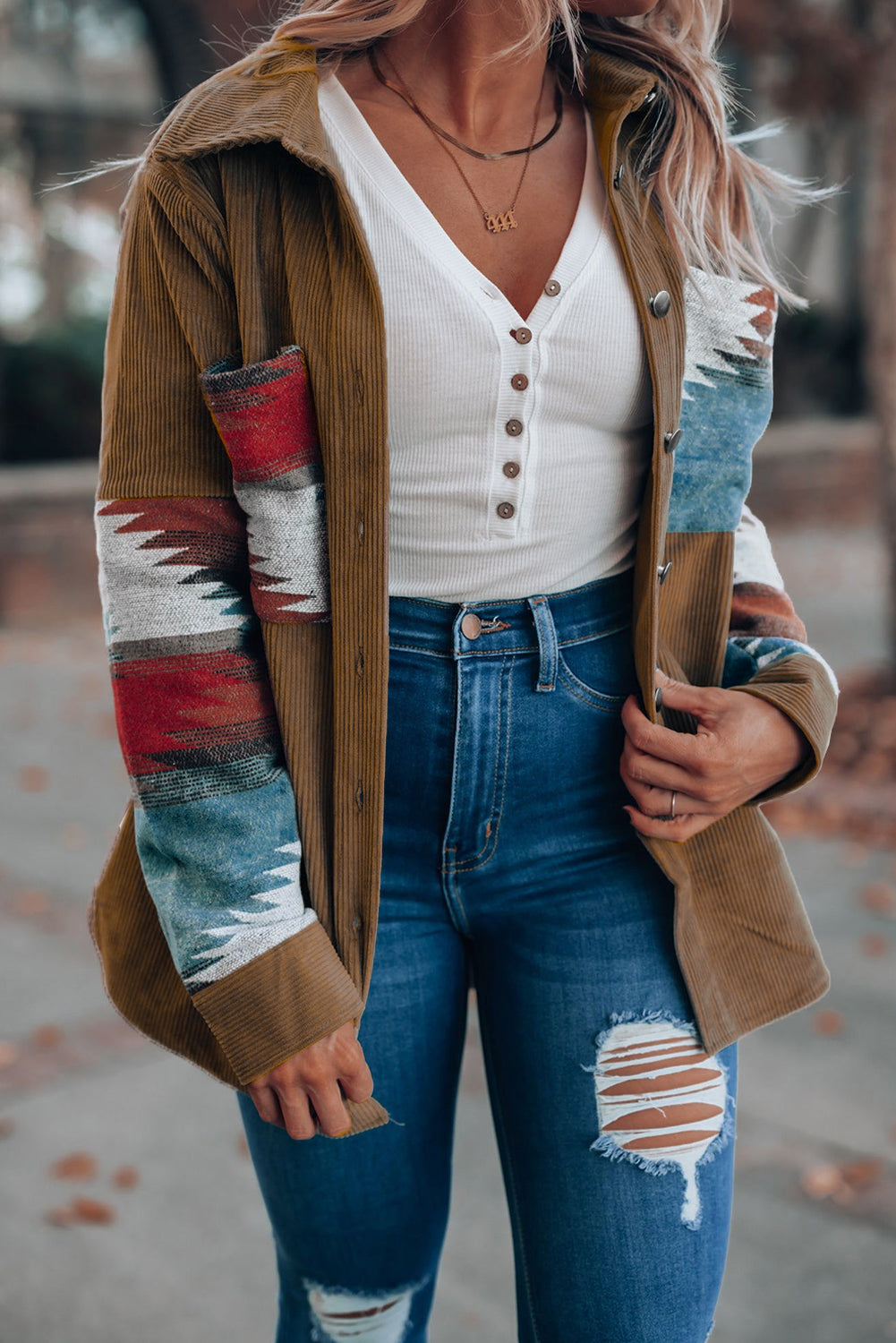 Aztec-Inspired Corduroy Jacket