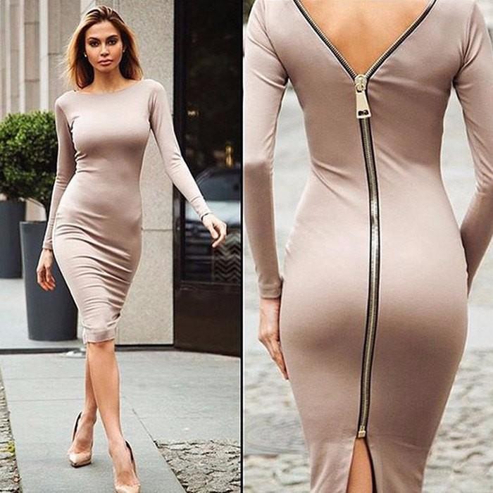Bernadeth Elegant Bodycon Dress with Full-Length Back Zipper