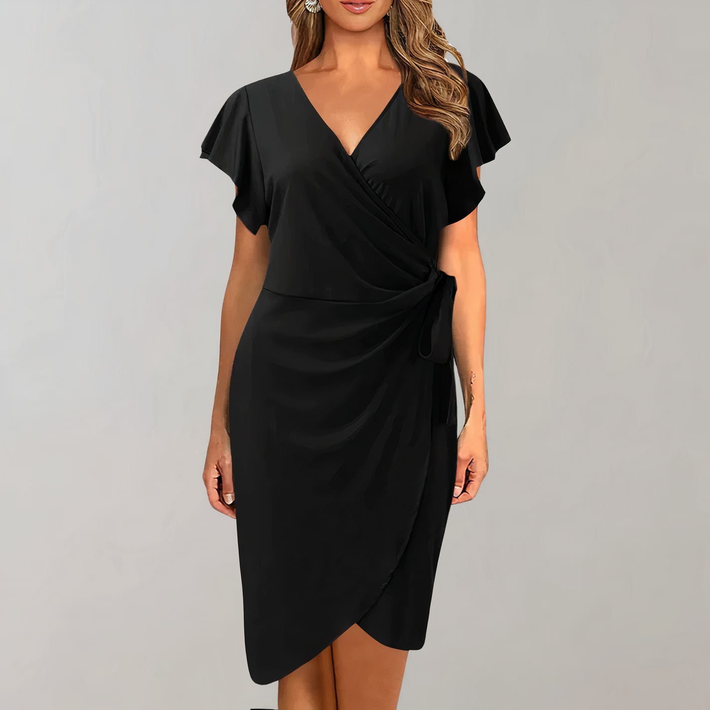Stylish V-Neck Wrap Dress for Women - Ideal for Summer