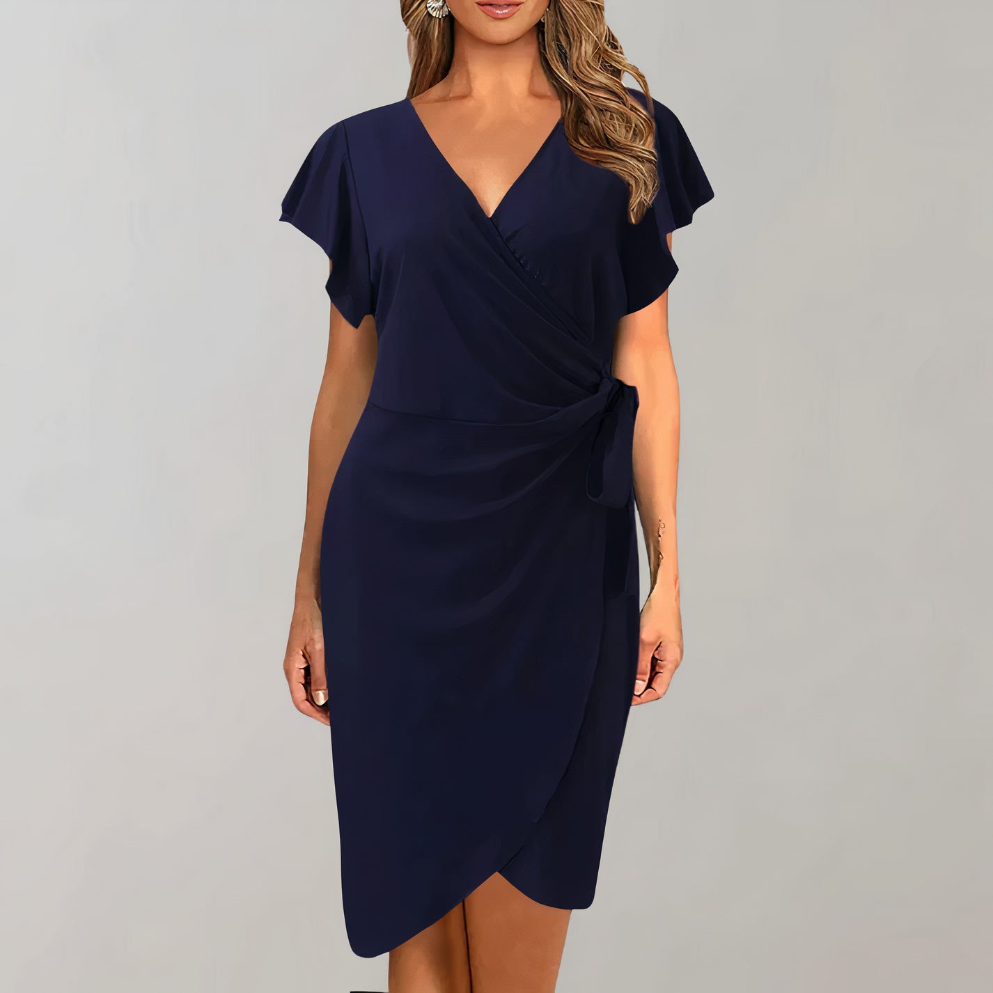 Stylish V-Neck Wrap Dress for Women - Ideal for Summer