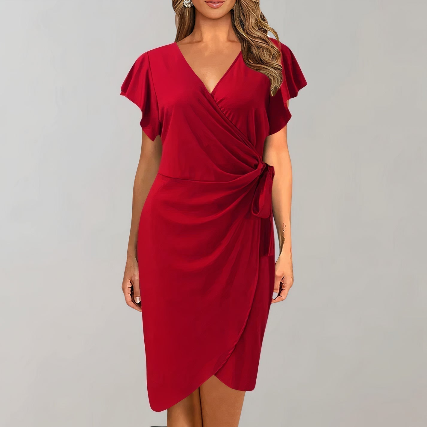 Stylish V-Neck Wrap Dress for Women - Ideal for Summer