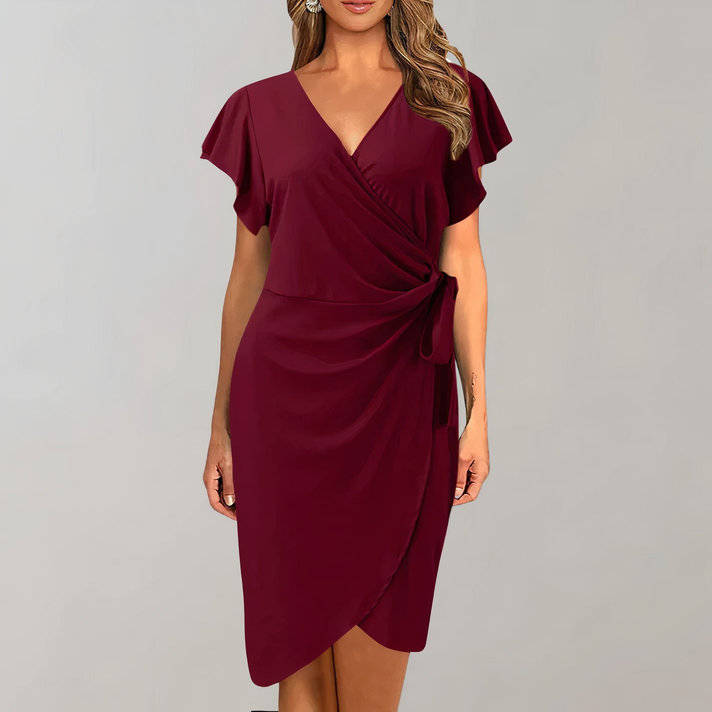 Stylish V-Neck Wrap Dress for Women - Ideal for Summer