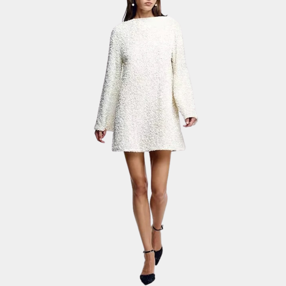 Women's Short Sequin Dress with Round Neck