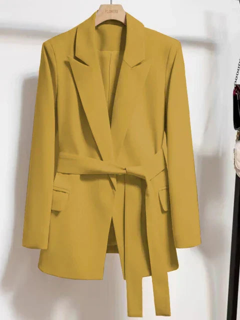 Emilia Waist-Belted Blazer with Pockets