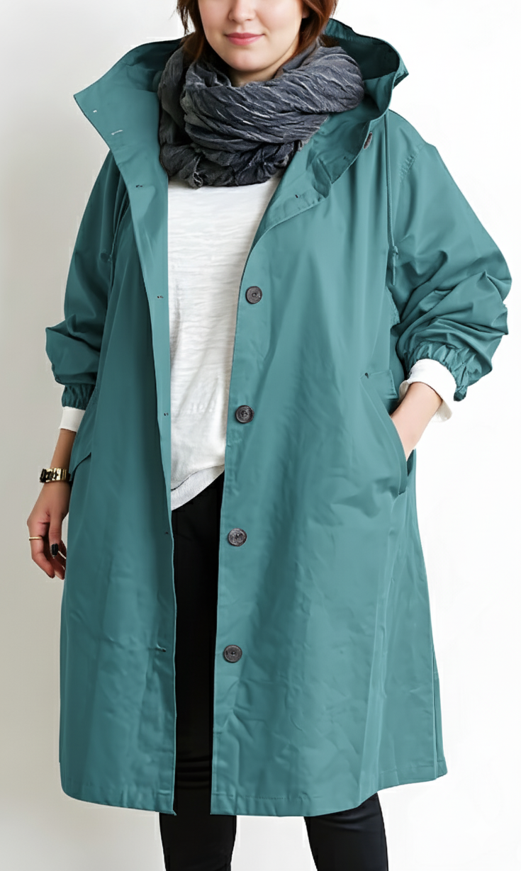 Women's Plus Size Hooded Trench Coat