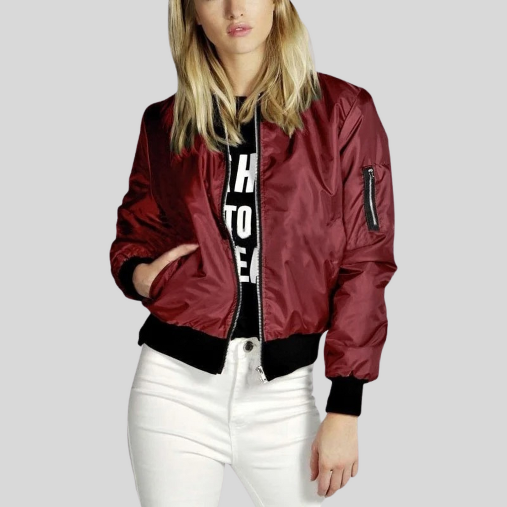Women's Bomber Jacket with Crew Neck