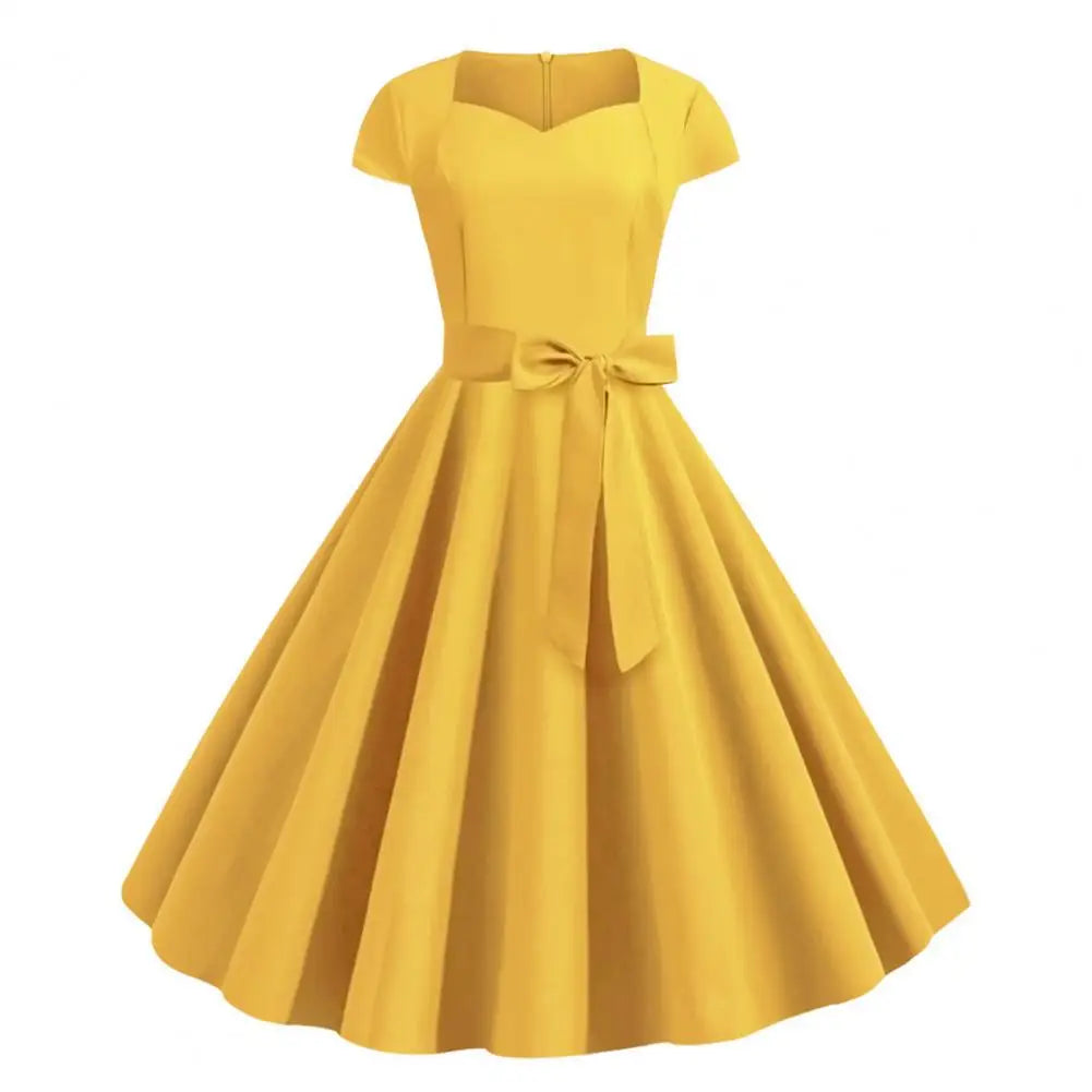 Sacha - Bright Yellow 1950s Vintage-Inspired Dress